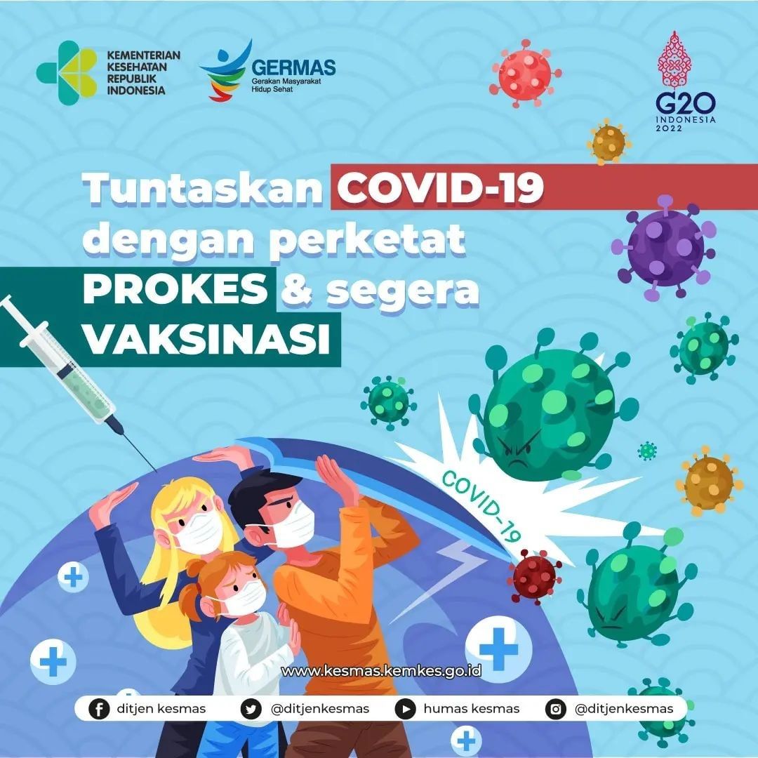Hi Sobat Sehat.  Sampai hari ini sdh lebih 75% masyarakat Indonesia telah mendapatkan Vaksin COVID-19 dosis 2.  Mari kita tuntaskan pandemi COVID-19 dengan disiplin menjalankan protokol kesehatan dan 